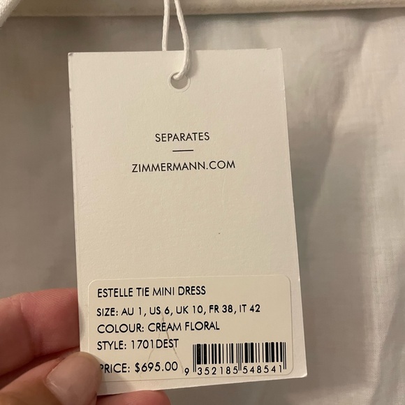 BNWT Zimmermann Estelle Tie Mini Dress Size 1 - Picture 10 of 11